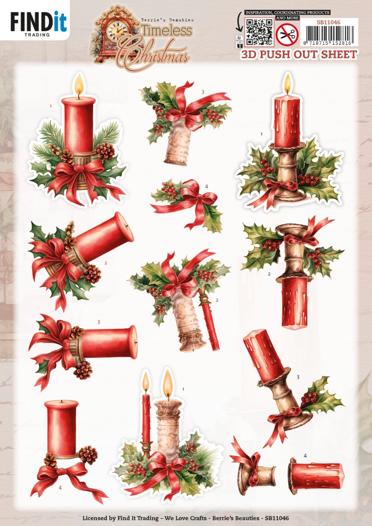 3D Pushout Sheet - Berries Beauties - Timeless Christmas - Timeless Candle