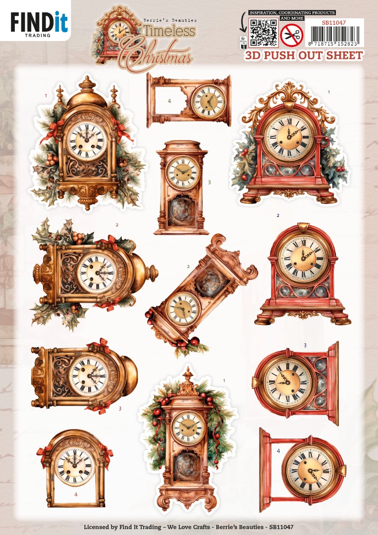 3D Pushout Sheet - Berries Beauties - Timeless Christmas - Timeless Clock
