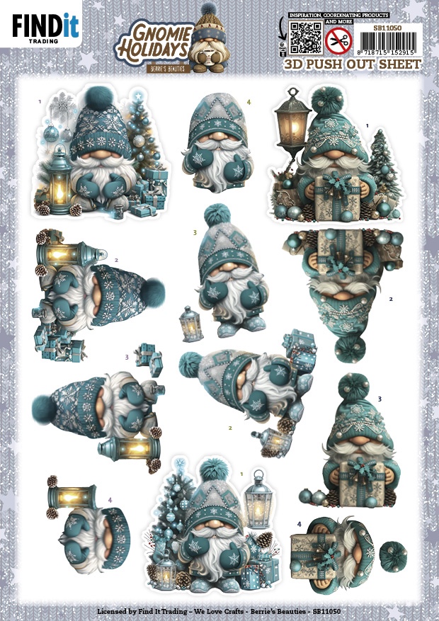 3D Pushout Sheet - Berries Beauties - Gnomie Holidays - Emerald 3D Pushout Sheet - Berries Beauties - Gnomie Holidays - Emerald