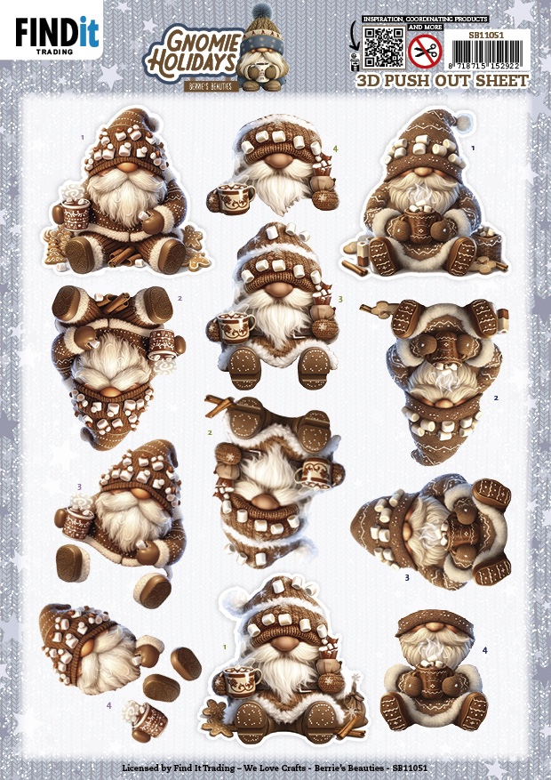 3D Pushout Sheet - Berries Beauties - Gnomie Holidays - Brown 3D Pushout Sheet - Berries Beauties - Gnomie Holidays - Brown
