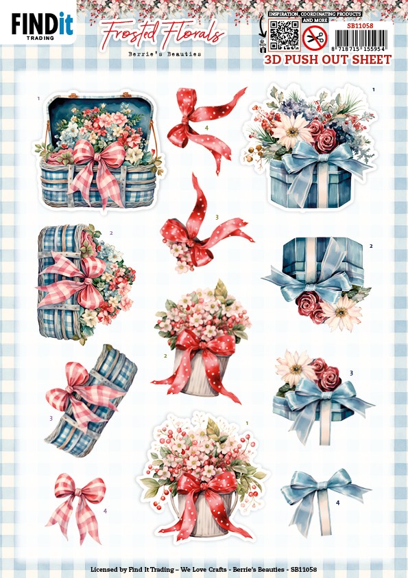 3D Pushout Sheet - Berries Beauties - Frosted Florals - Bow
