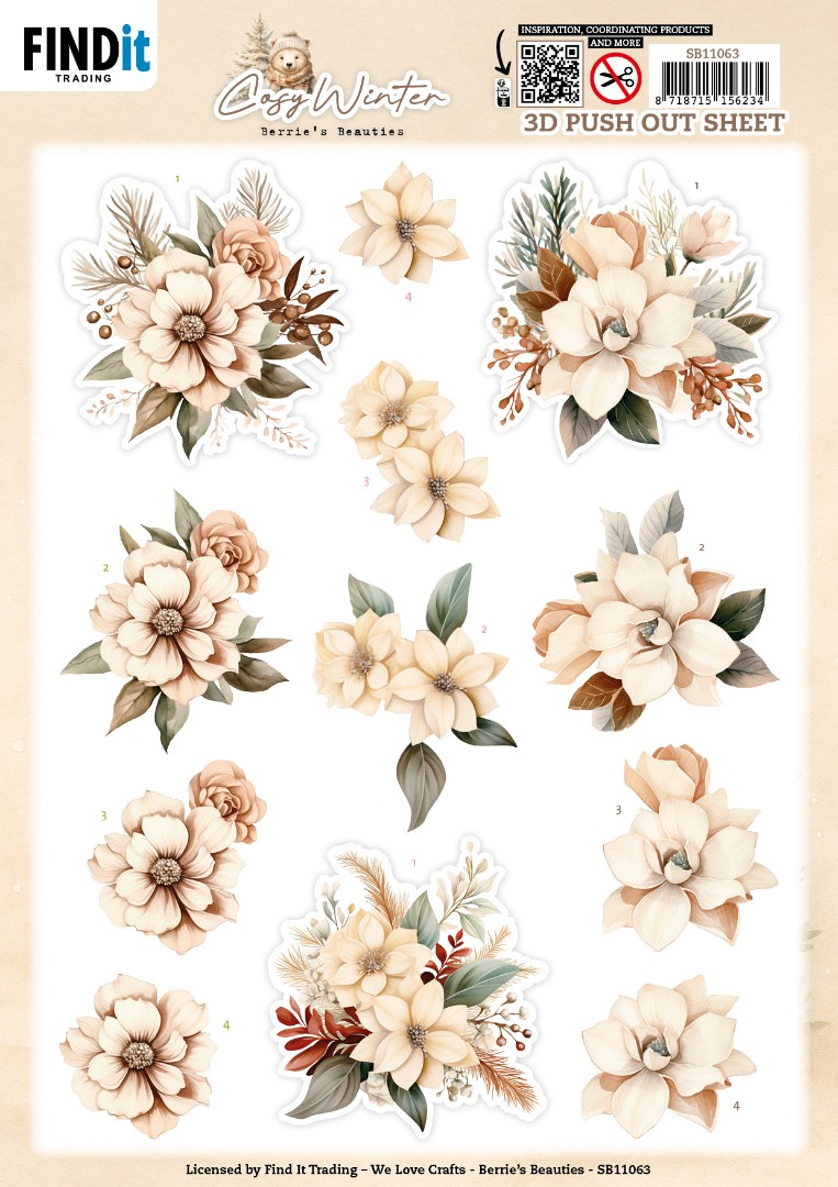 3D Pushout Sheet - Berries Beauties - Cosy WInter - Cosy Flowers