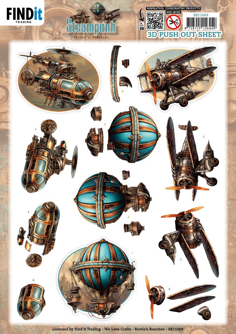 3D Pushout Sheet - Berries Beauties - Steampunk - In the Air 3D Pushout Sheet - Berries Beauties - Steampunk - In the Air