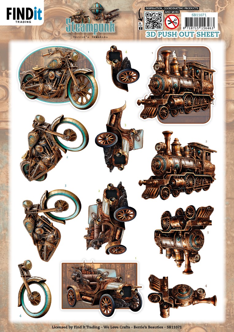 3D Pushout Sheet - Berries Beauties - Steampunk - Vehicles 3D Pushout Sheet - Berries Beauties - Steampunk - Vehicles