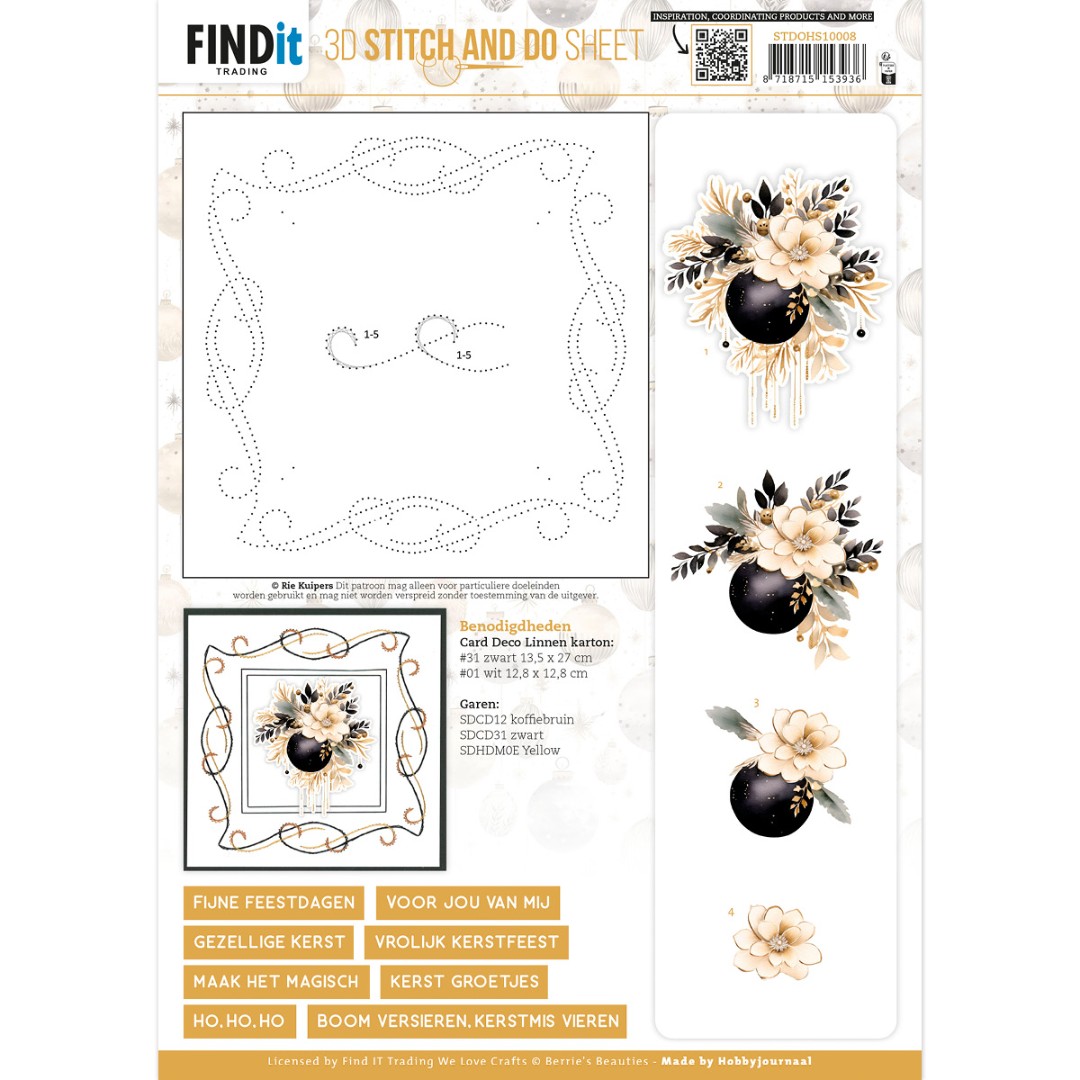 3D Stitch and Do Sheet - Berries Beauties - Golden Whisper 2