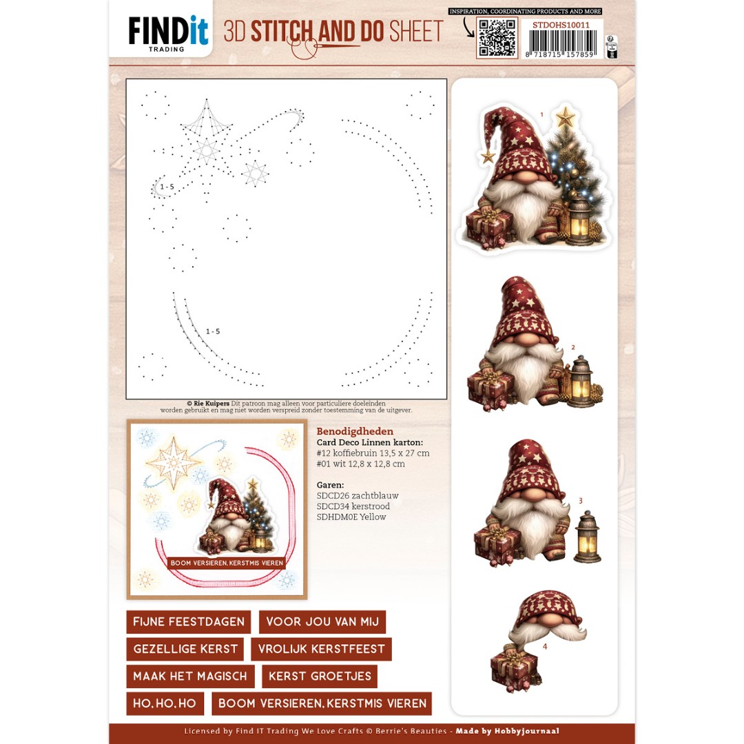 3D Stitch and Do Sheet - Berries Beauties - Gnomie Holidays 1