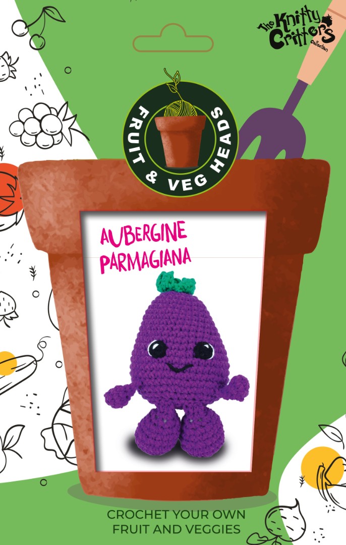 Knitty Critters Fruit and Veg - Aubergine Parmigiana Knitty Critters Fruit and Veg - Aubergine Parmigiana