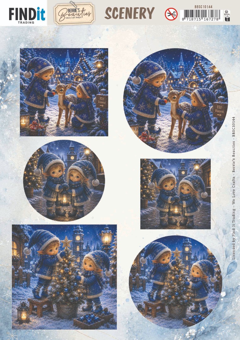 Scenery Push out - Berries Beauties - Blue Christmas Elfs 2