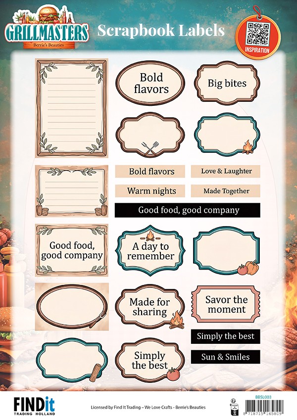 Berrie's Beauties Scrapbook Labels - Grillmasters - EN