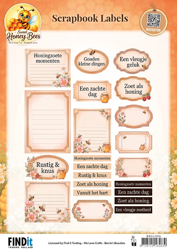 Berrie's Beauties Scrapbook Labels - Sweet Honey Bees - NL