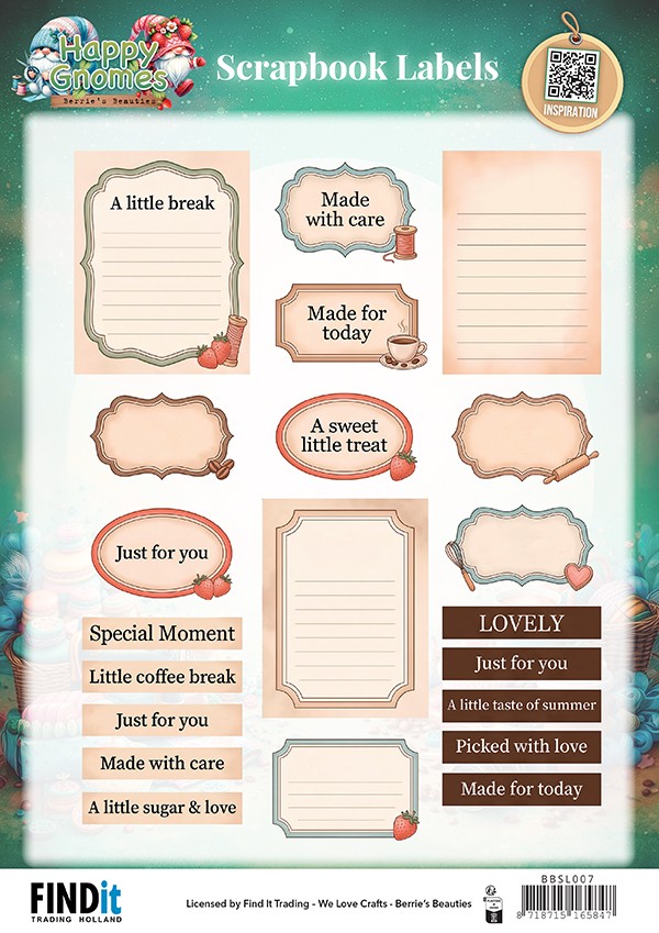 Berrie's Beauties Scrapbook Labels - Happy Gnomes - EN