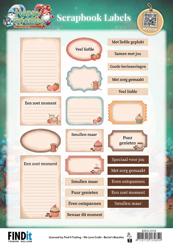 Berrie's Beauties Scrapbook Labels - Happy Gnomes - NL