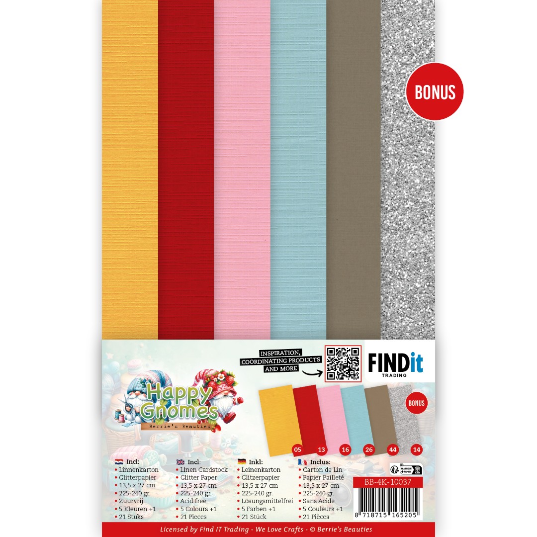 Linen Cardstock Pack - Berries Beauties - Happy Gnomes - 4K