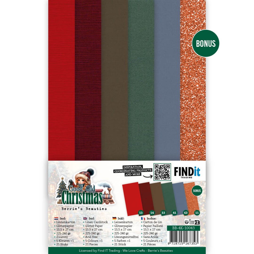 Linen Cardstock Pack - Berries Beauties - Good Old Christmas - 4K