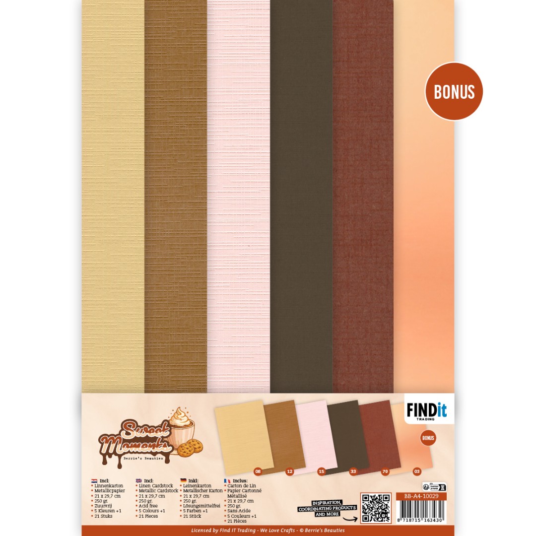 Linen Cardstock Pack - Berries Beauties - Sweet Moments - A4