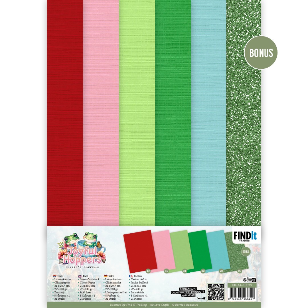 Linen Cardstock Pack - Berries Beauties - Joyful Hoppers - A4 Linen Cardstock Pack - Berries Beauties - Joyful Hoppers - A4