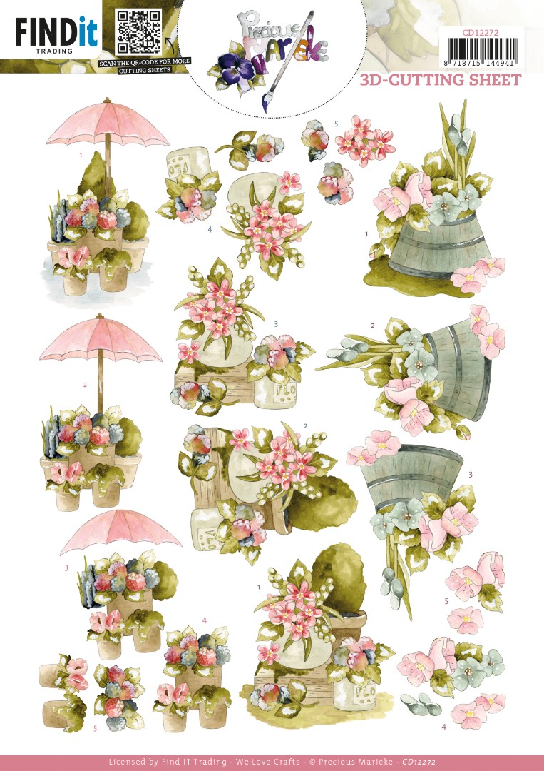 3D Cutting Sheet - Precious Marieke - Flowers in pot