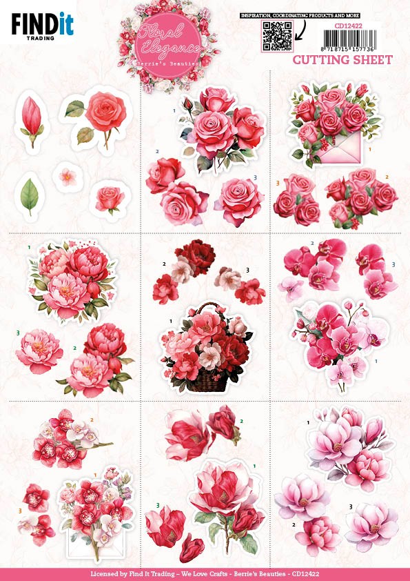 3D Cutting Sheet - Berries Beauties - Floral Elegance - Mini