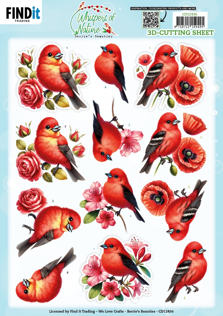 3D Cutting Sheet - Berries Beauties - Whispers of Nature - Red