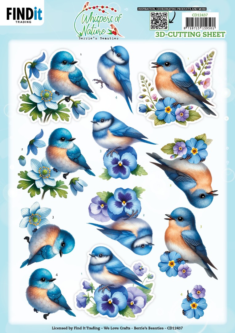 3D Cutting Sheet - Berries Beauties - Whispers of Nature - Blue