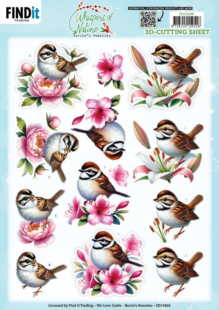 3D Cutting Sheet - Berries Beauties - Whispers of Nature - Brown 3D Cutting Sheet - Berries Beauties - Whispers of Nature - Brown