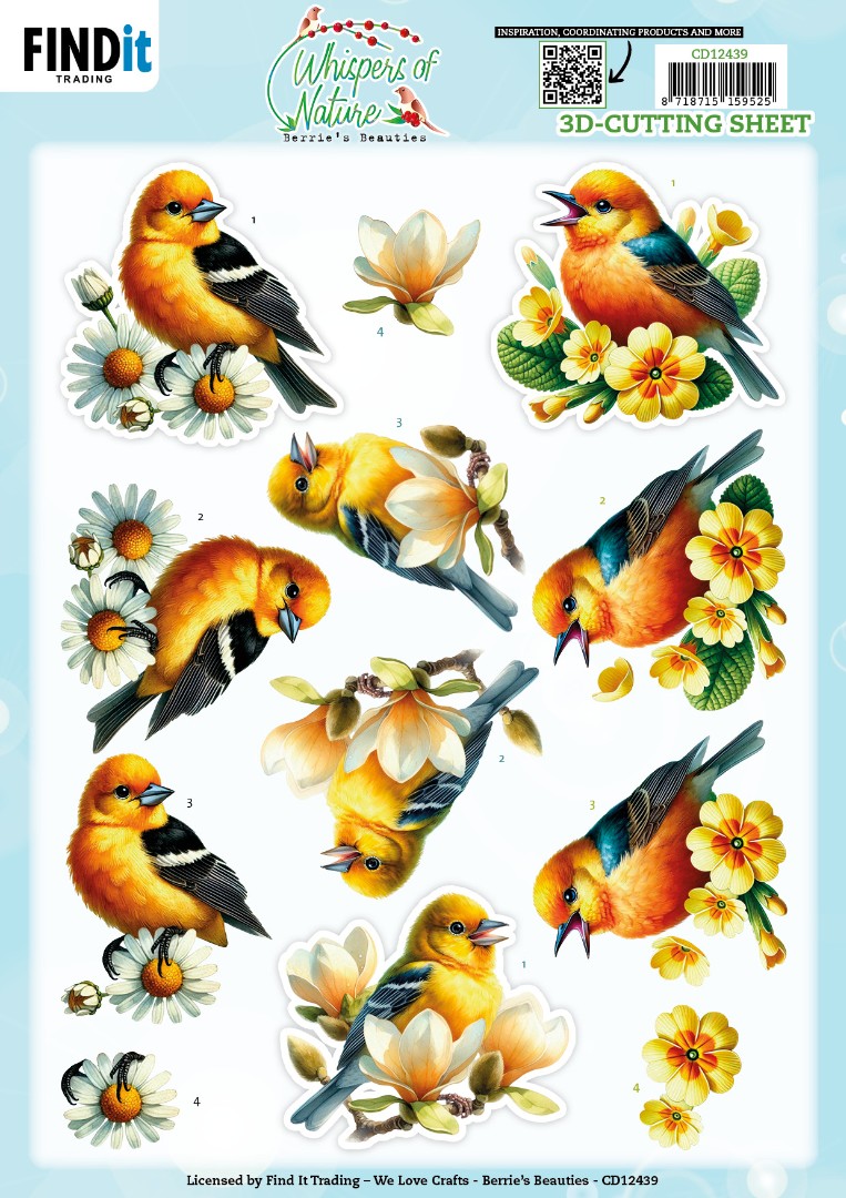 3D Cutting Sheet - Berries Beauties - Whispers of Nature - Yellow 3D Cutting Sheet - Berries Beauties - Whispers of Nature - Yellow