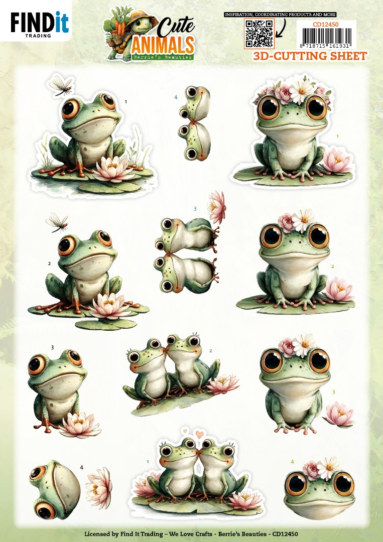 3D Cutting Sheet - Berries Beauties - Cute Animals - Frogs 3D Cutting Sheet - Berries Beauties - Cute Animals - Frogs