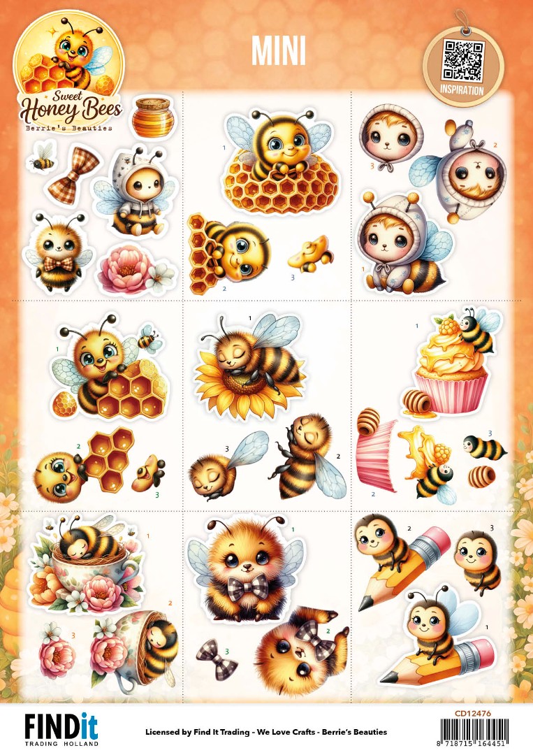 Cutting Sheet - Berries Beauties - Sweet Honey Bees - Mini Cutting Sheet - Berries Beauties - Sweet Honey Bees - Mini