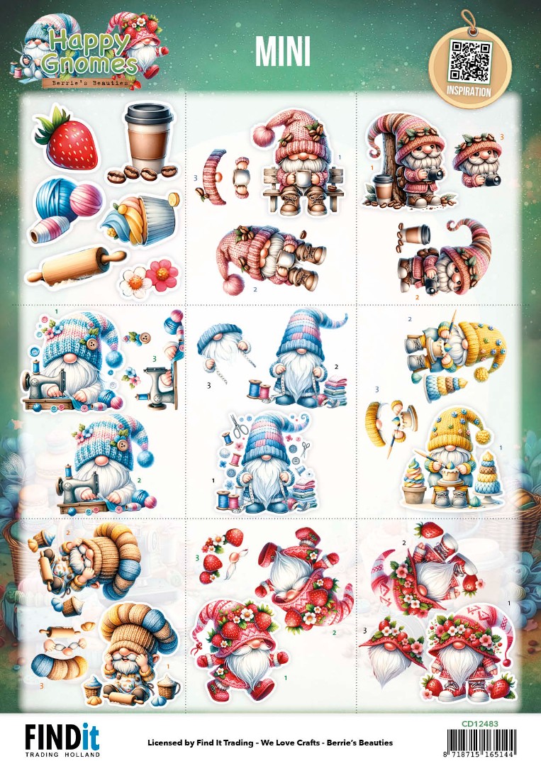 Cutting Sheet - Berries Beauties - Happy Gnomes - Mini