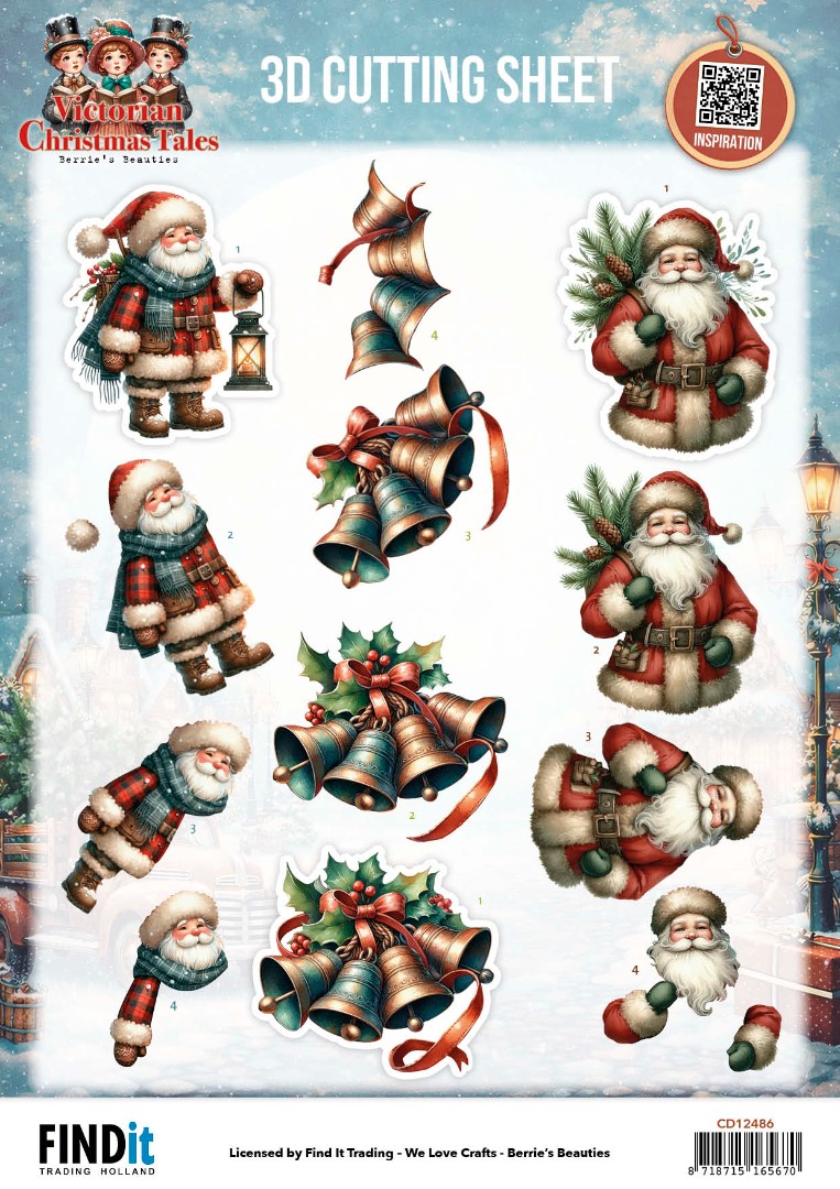 3D Cutting Sheet - Berries Beauties - Victorian Christmas Tales - Timeless Christmas Bells