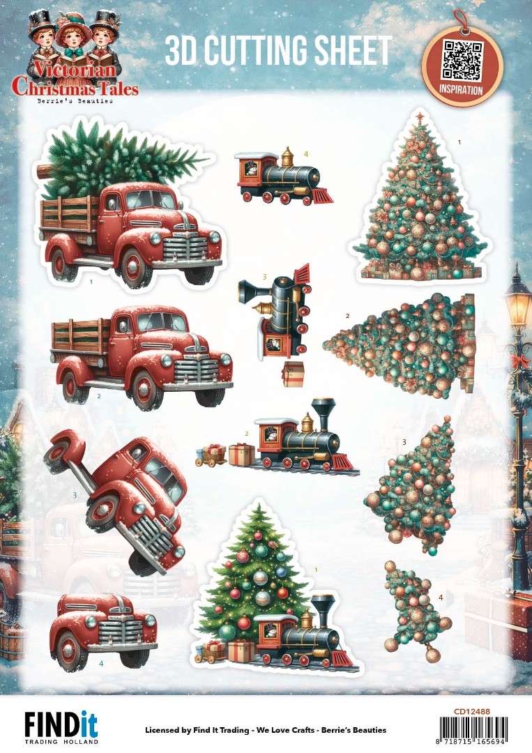 3D Cutting Sheet - Berries Beauties - Victorian Christmas Tales - Underneath The Christmas Tree