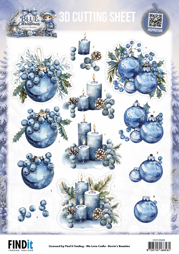 3D Cutting Sheet - Berries Beauties - Blue Christmas - Christmas Feelings