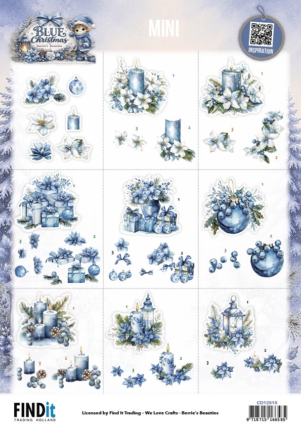 Cutting Sheet - Berries Beauties - Blue Christmas - Mini