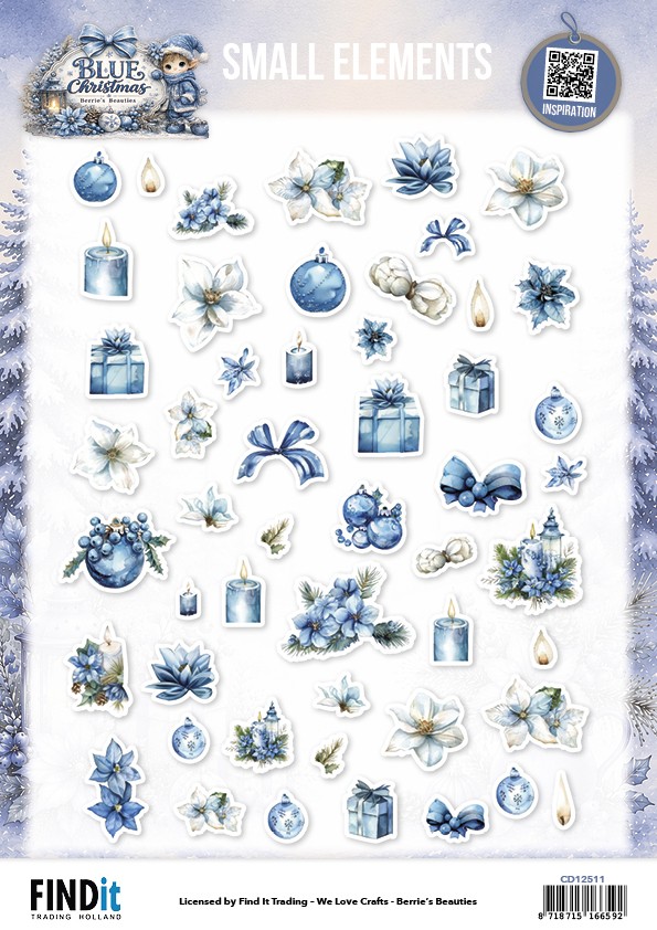 Cutting Sheet - Berries Beauties - Blue Christmas - Small Elements