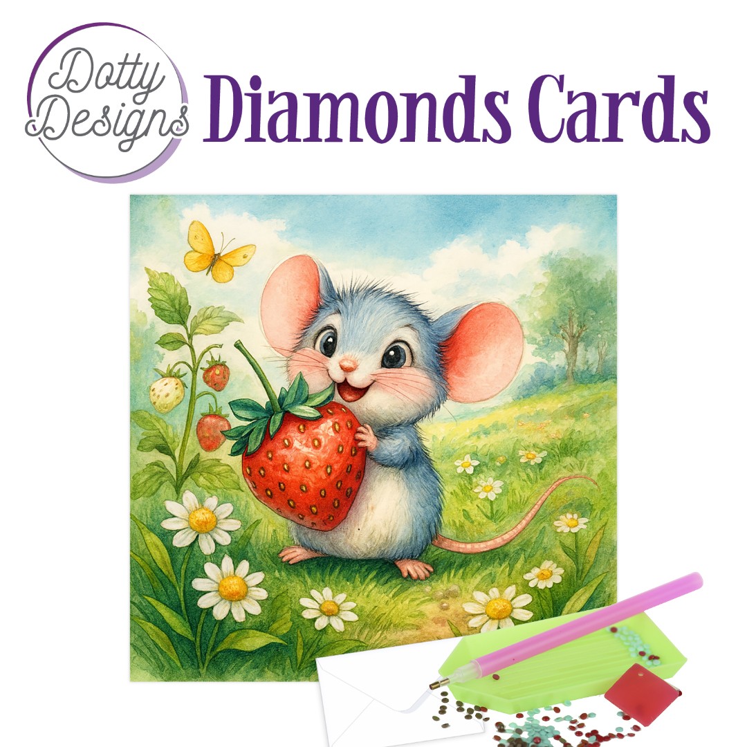 Dotty Designs Diamond Cards - Mouse with Strawberry
