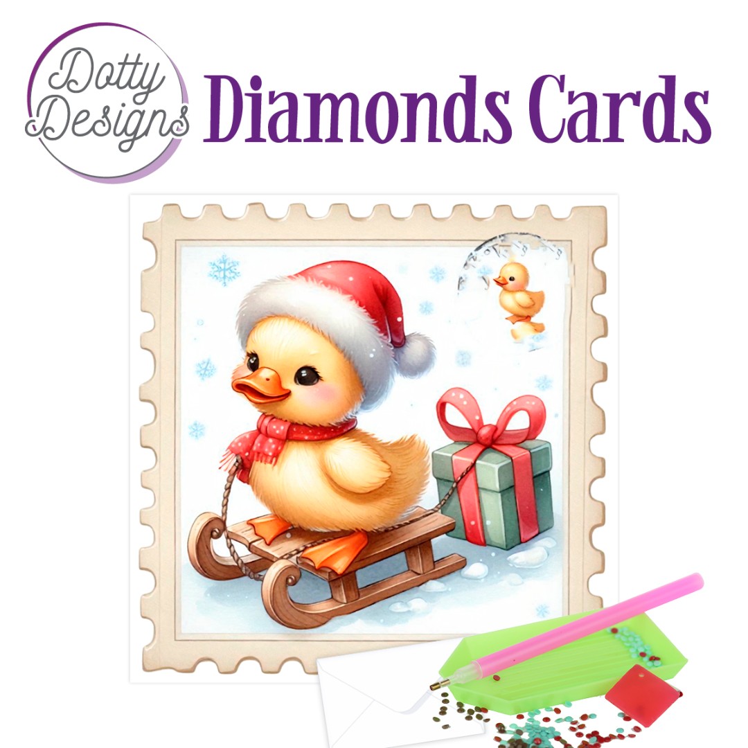 Dotty Designs Diamond Cards - Sledding Christmas Duckling
