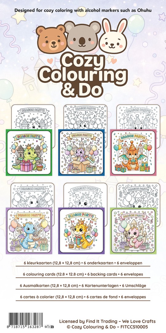 Findit Color - Cozy Colouring Cards Set - Dragon Party Findit Color - Cozy Colouring Cards Set - Dragon Party