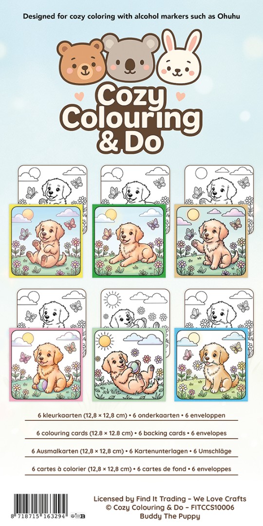 Findit Color - Cozy Colouring Cards Set - Buddy The Puppy - Outside Adventures Findit Color - Cozy Colouring Cards Set - Buddy The Puppy - Outside Adventures
