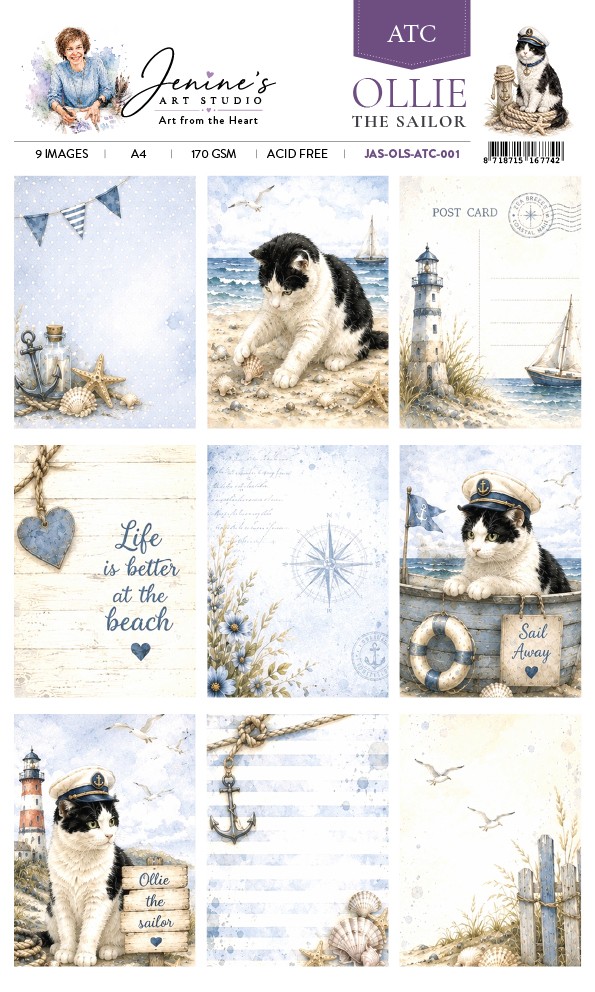 Jenine's Art Studio – Ollie the Sailor – ATC 001 Jenine's Art Studio – Ollie the Sailor – ATC 001