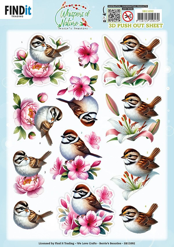 3D Pushout Sheet - Berries Beauties - Whispers of Nature - Brown 3D Pushout Sheet - Berries Beauties - Whispers of Nature - Brown