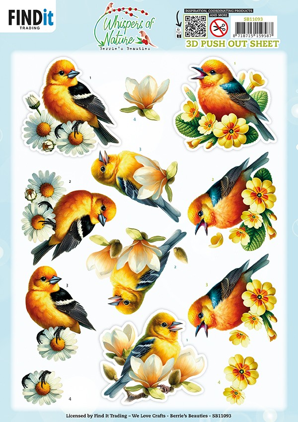 3D Pushout Sheet - Berries Beauties - Whispers of Nature - Yelow 3D Pushout Sheet - Berries Beauties - Whispers of Nature - Yelow