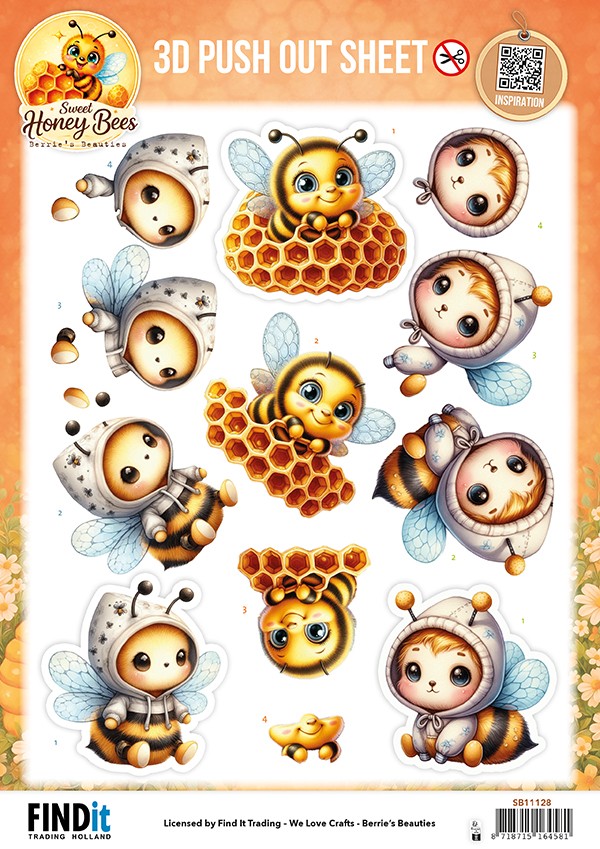 3D Pushout Sheet - Berries Beauties - Sweet Honey Bees - Honeycomb Friends 3D Pushout Sheet - Berries Beauties - Sweet Honey Bees - Honeycomb Friends