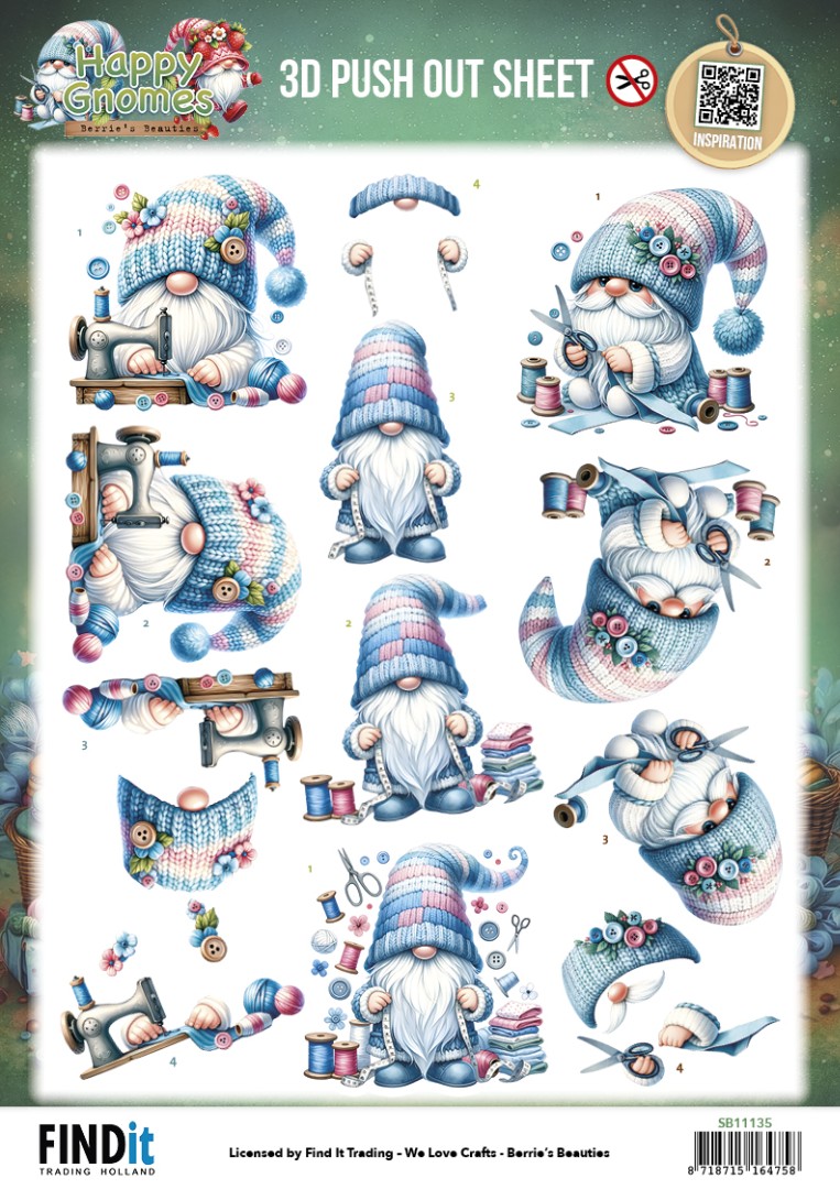 3D Pushout Sheet - Berries Beauties - Happy Gnomes - Sew Much Love