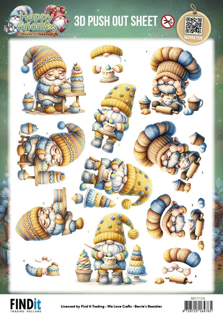 3D Pushout Sheet - Berries Beauties - Happy Gnomes - The Tiny Baker