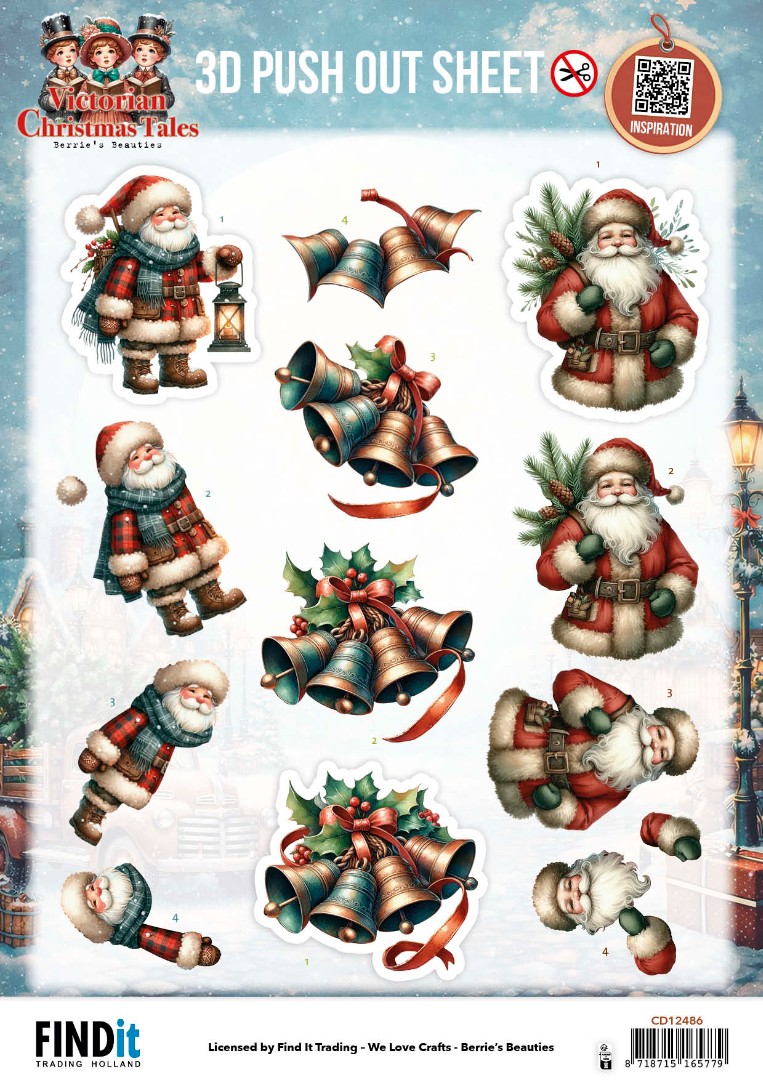 3D Pushout Sheet - Berries Beauties - Victorian Christmas Tales - Timeless Christmas Bells