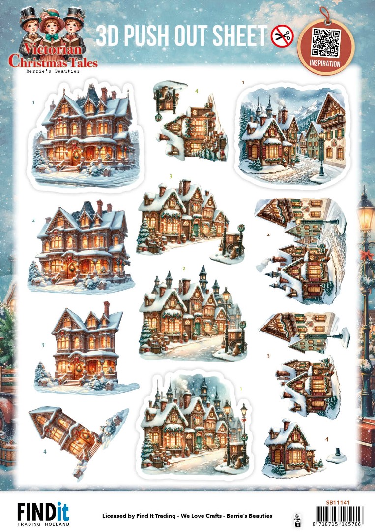 3D Pushout Sheet - Berries Beauties - Victorian Christmas Tales - Home for Christmas