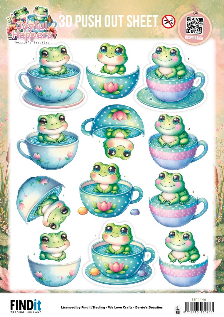 3D Pushout Sheet - Berries Beauties - Joyful Hoppers - A Cup Of Frog