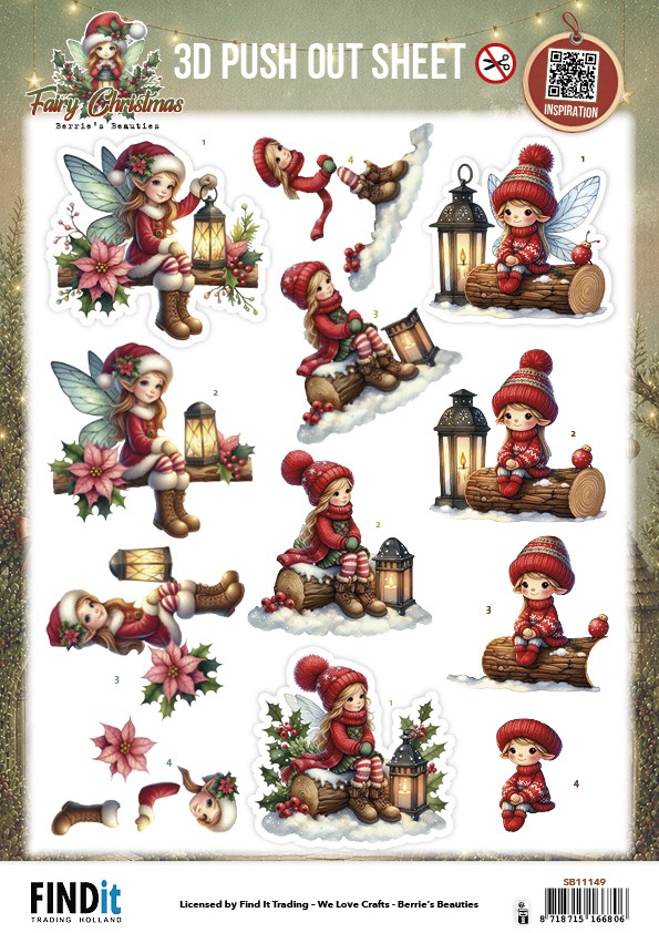 3D Pushout Sheet - Berries Beauties - Fairy Christmas - Lantern