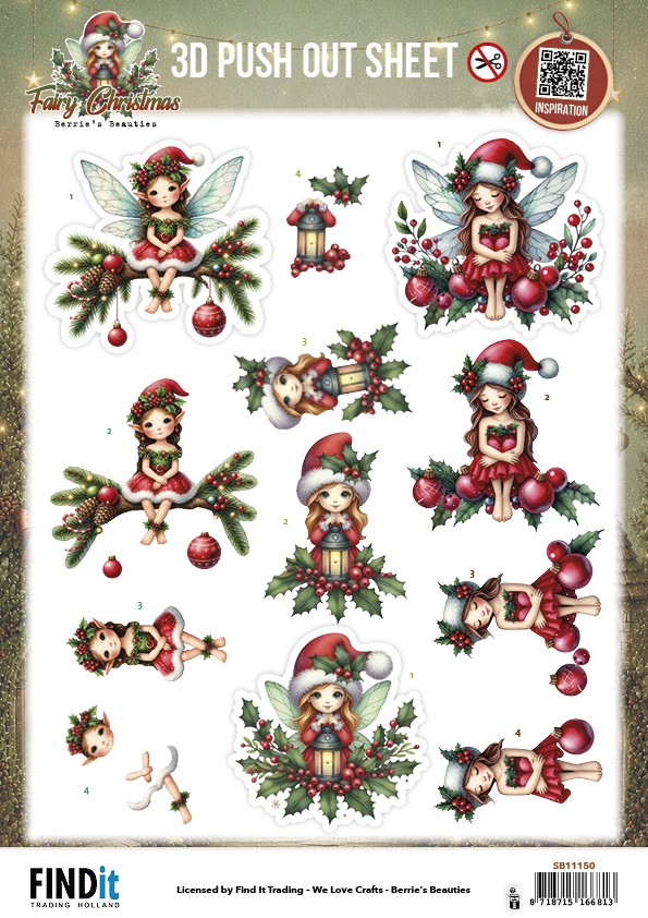 3D Pushout Sheet - Berries Beauties - Fairy Christmas - Christmas Fairy