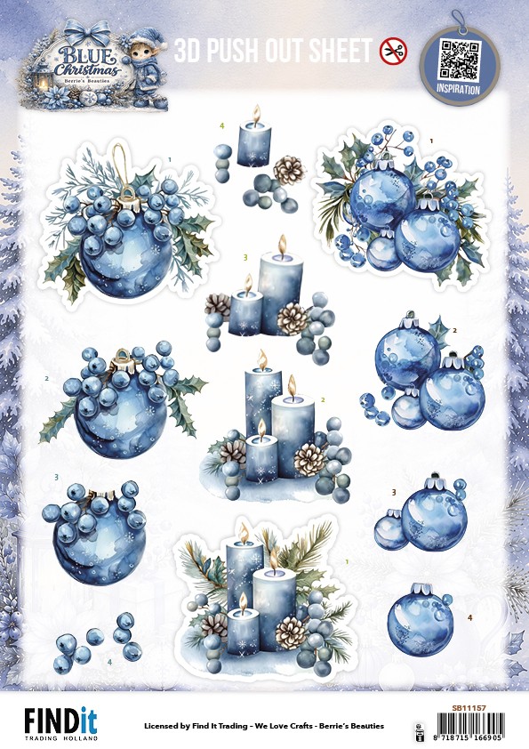 3D Pushout Sheet - Berries Beauties - Blue Christmas - Christmas Feelings